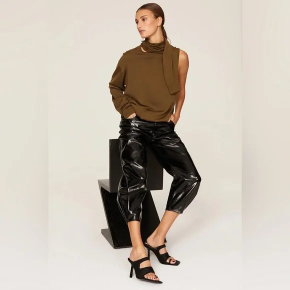 Tibi Faux Patent Leather Sculpted Pant